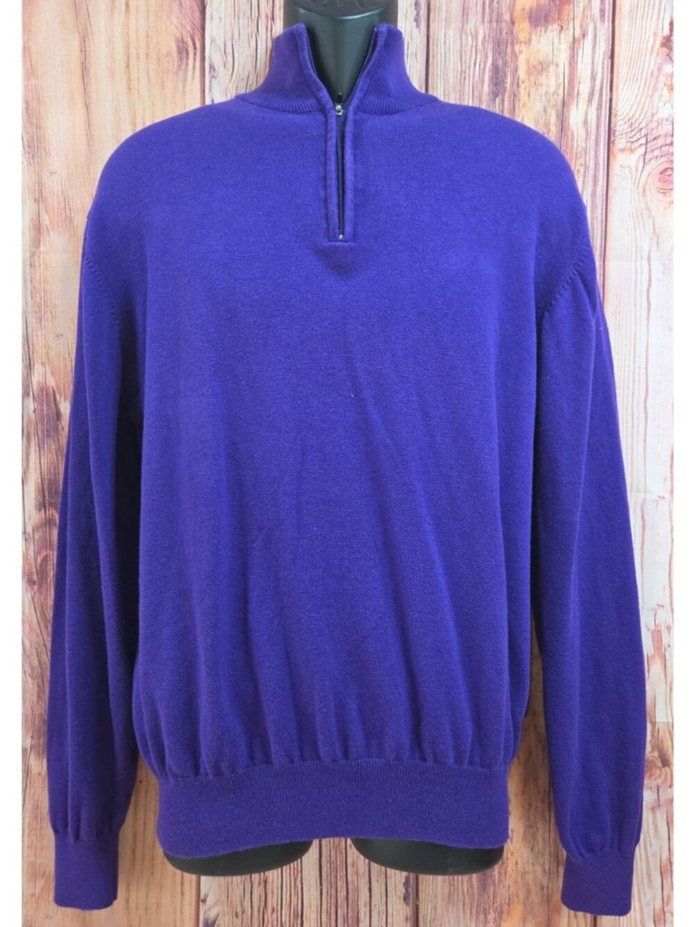 Johnnie-O Mens Purple 1/4 Zip Pullover Sweate Size Medium Merino Wool Blend